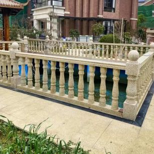 清远黄金麻花岗岩石材栏杆，扶手，将军柱，花瓶柱