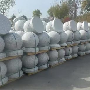 清远 白麻花岗岩石材圆球，石球，挡车球，隔离球，景观石球，风水球等