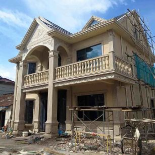 清远 黄金麻花岗岩石材私人别墅雕花门楼柱阳台栏杆