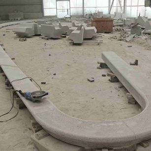 清远 芝麻白花岗岩弧形花坛石，坐凳石