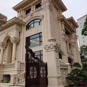 清远 黄金麻花岗岩别墅外墙干挂效果展示