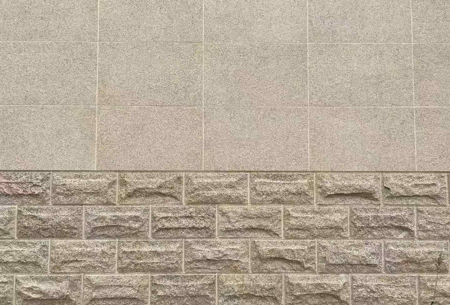 清远 黄金麻自然面蘑菇石配荔枝面干挂