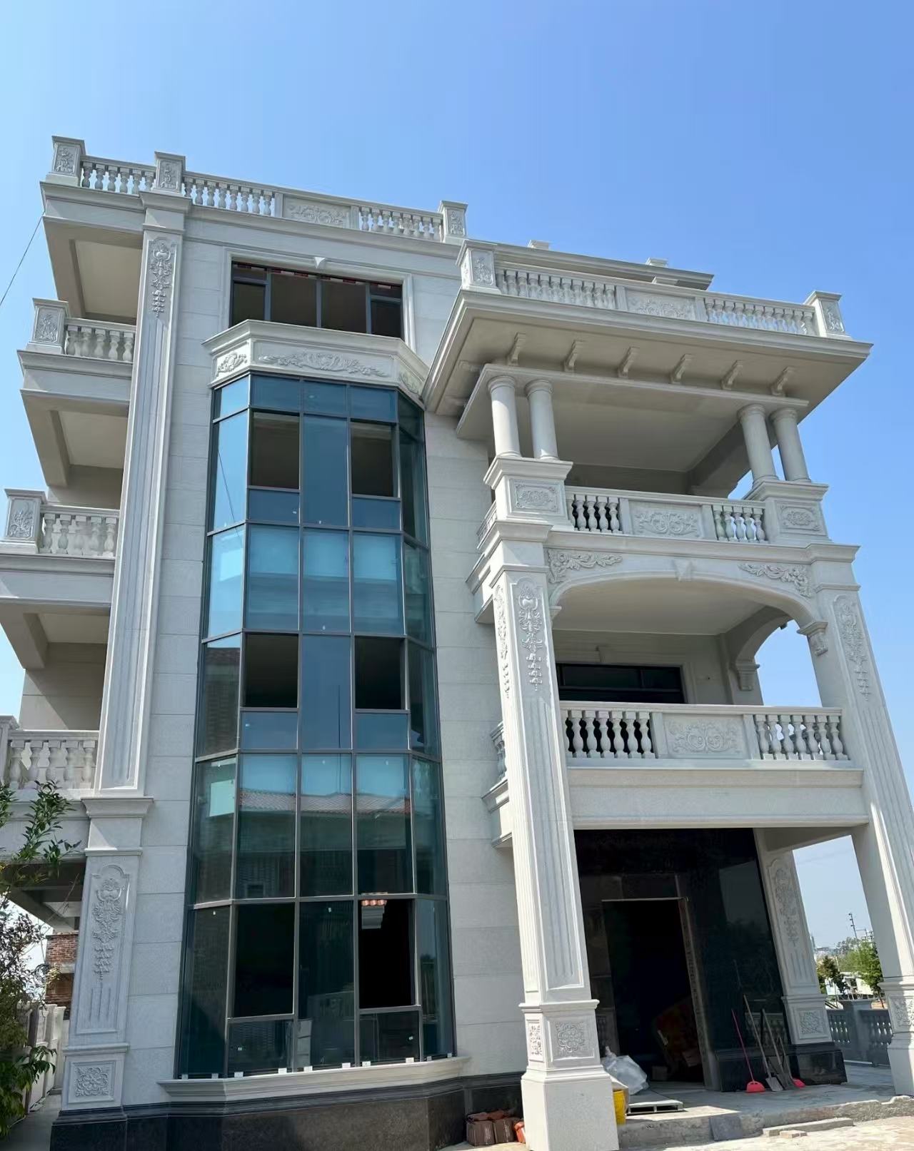 清远 白麻花岗岩别墅外墙干挂效果展示