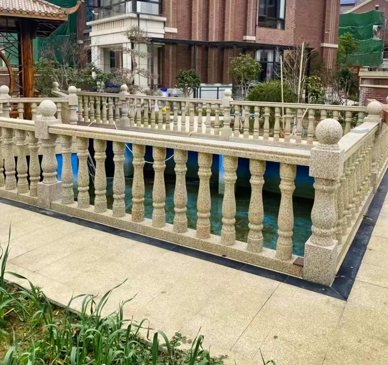 清远黄金麻花岗岩石材栏杆，扶手，将军柱，花瓶柱