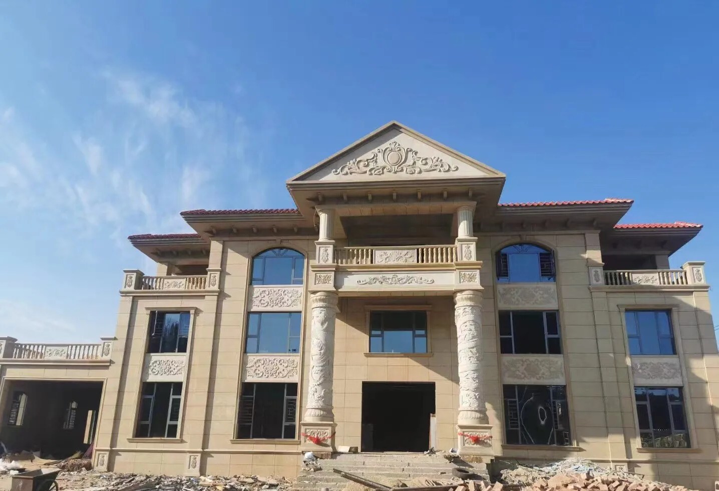 清远 黄金麻花岗岩别墅外墙干挂